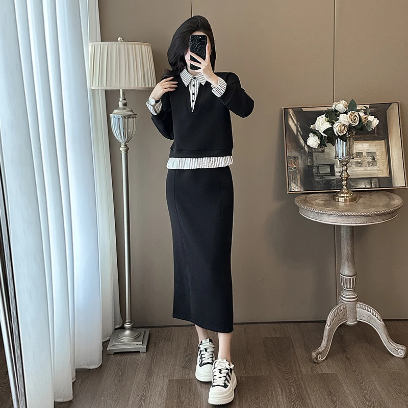 纳凡2025春季新款时尚休闲套装裙女显瘦气质减龄洋气半身裙两件套