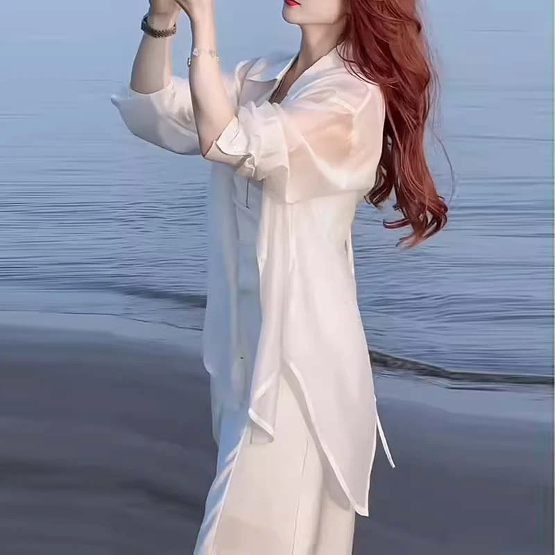 法式防晒衬衫女夏薄纱开衫上衣配吊带裙子外搭吸汗小披肩空调罩衫