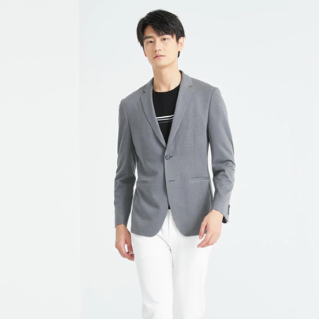 休闲单西 石灰色 轻薄毛针织面料 轻薄保暖 穿着舒适 易打理