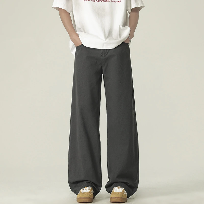 2025春季新款色布半松紧基础款纯棉休闲裤男百搭舒适