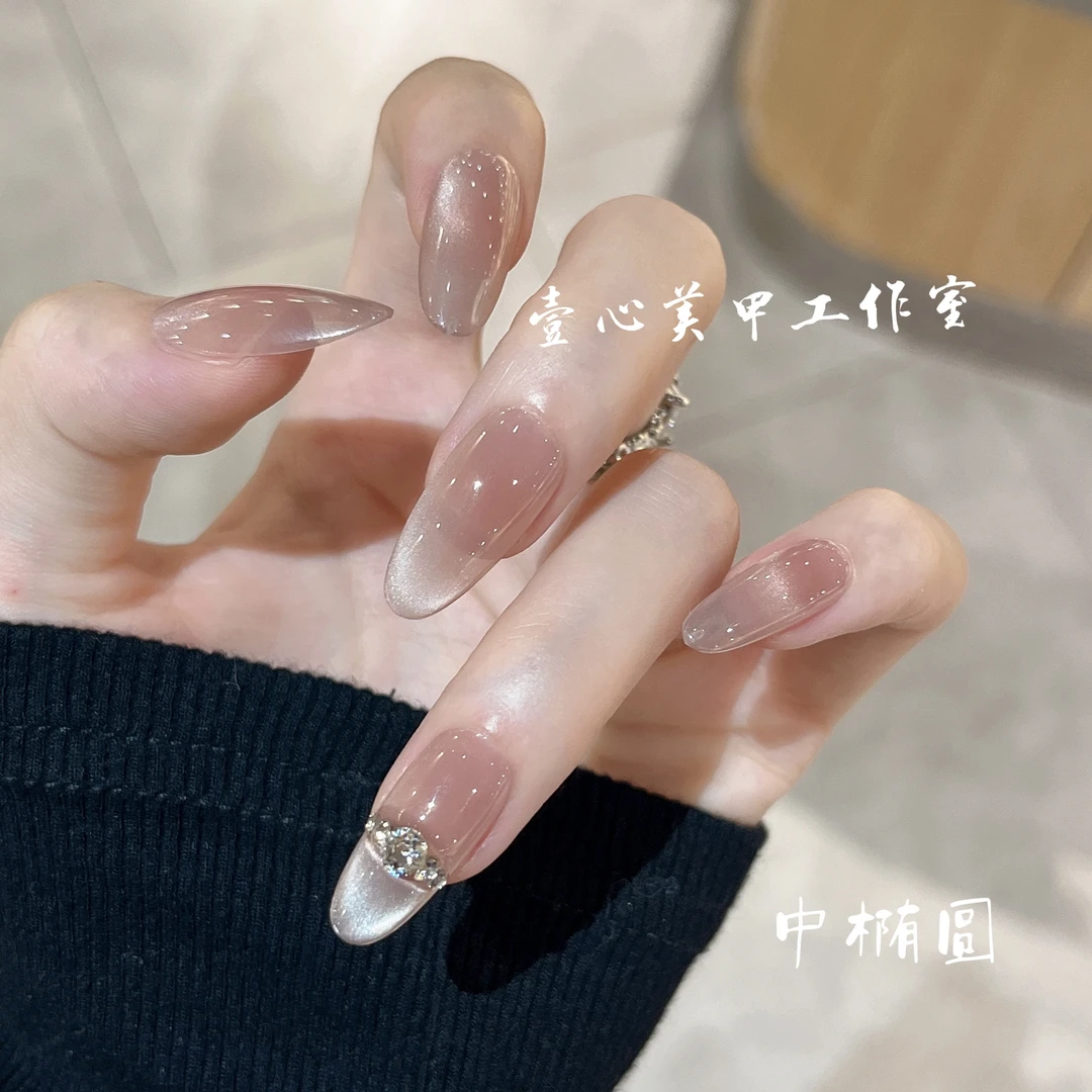 纯手工定制穿戴甲 诺言美甲贴片可拆卸假指甲贴10片晒红晕染甲