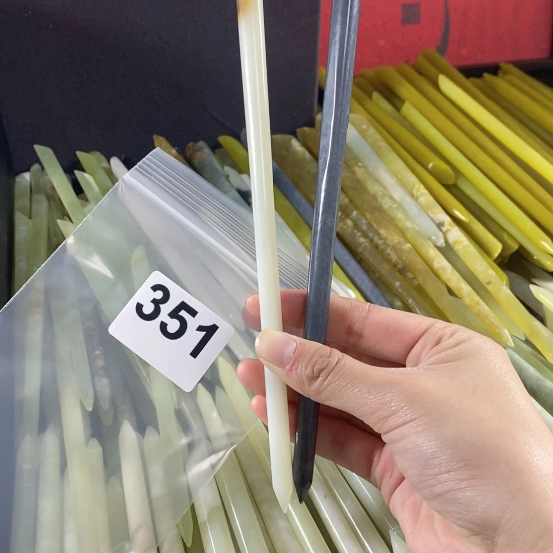 未镶嵌蛇纹石玉发簪一*起