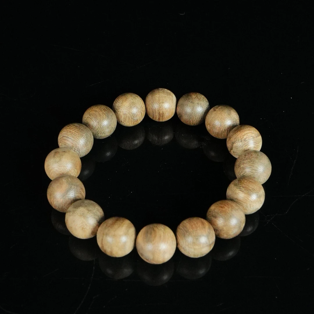 B1060 柬埔寨虎斑纹粗纹老料沉香手串 1.39cm  12.12g