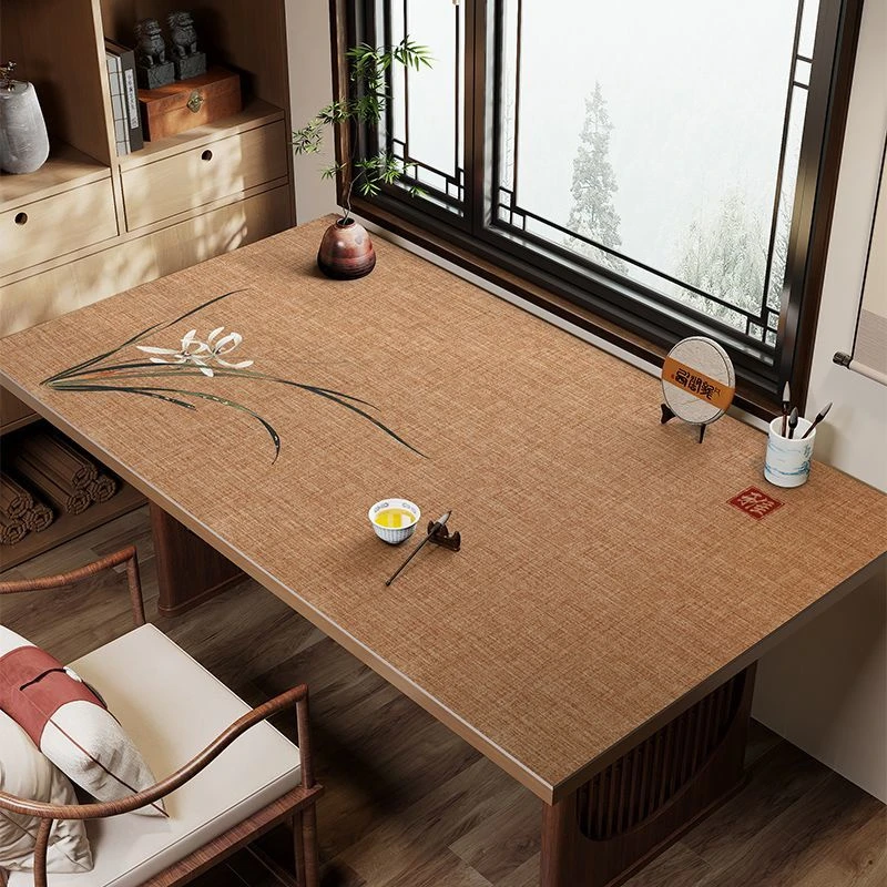 新中式PVC茶几垫防水防油桌垫家用免洗隔热防烫餐桌垫地垫