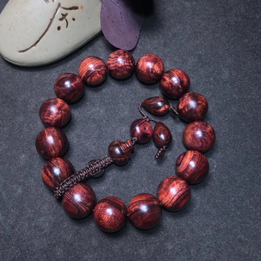 【浮生甄选】海南黄花梨油梨1.5褶皱水波手串FS379