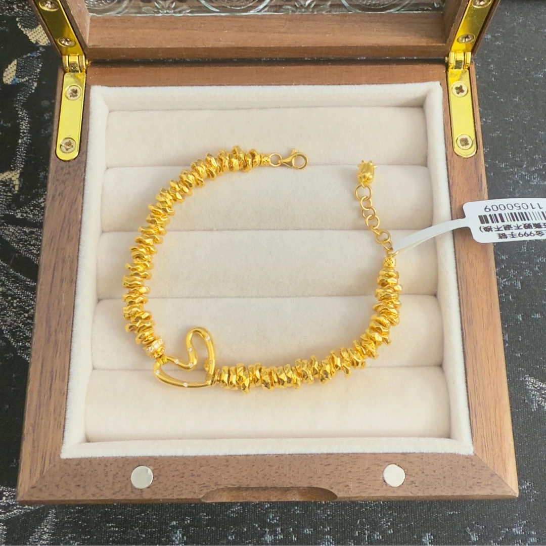 足金999盘缠点..钻爱心手链  （定）