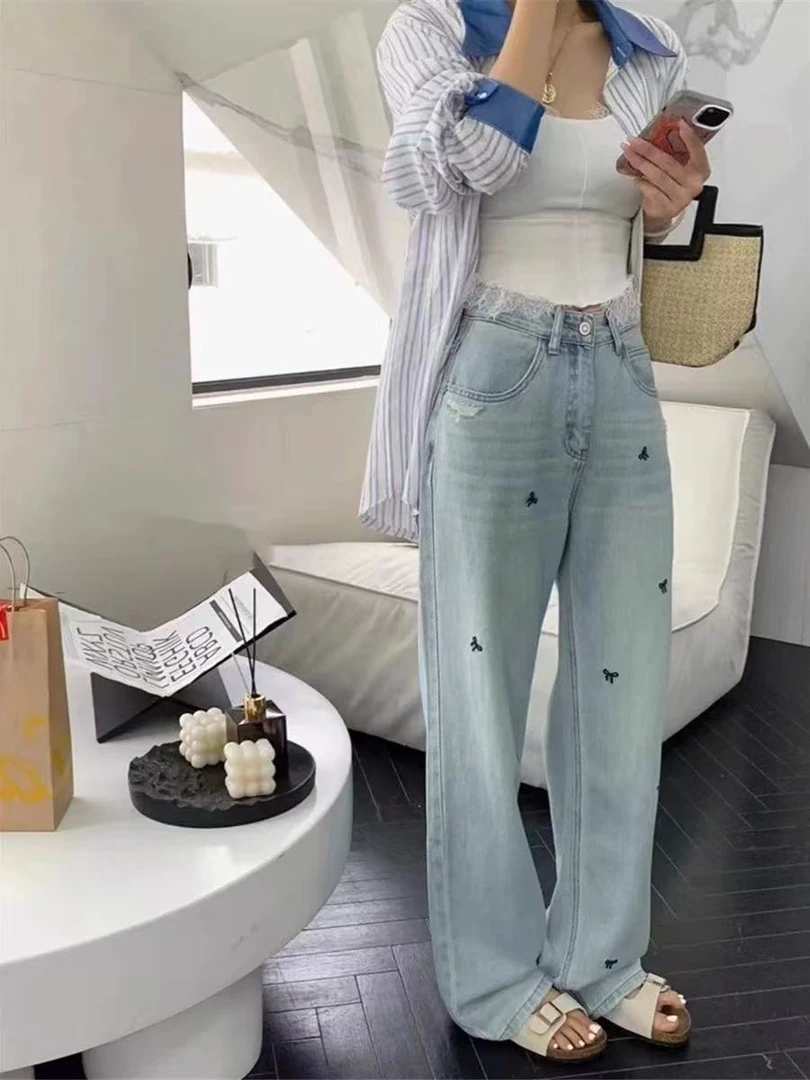 高腰女休闲百搭直筒裤直播间扣号链接