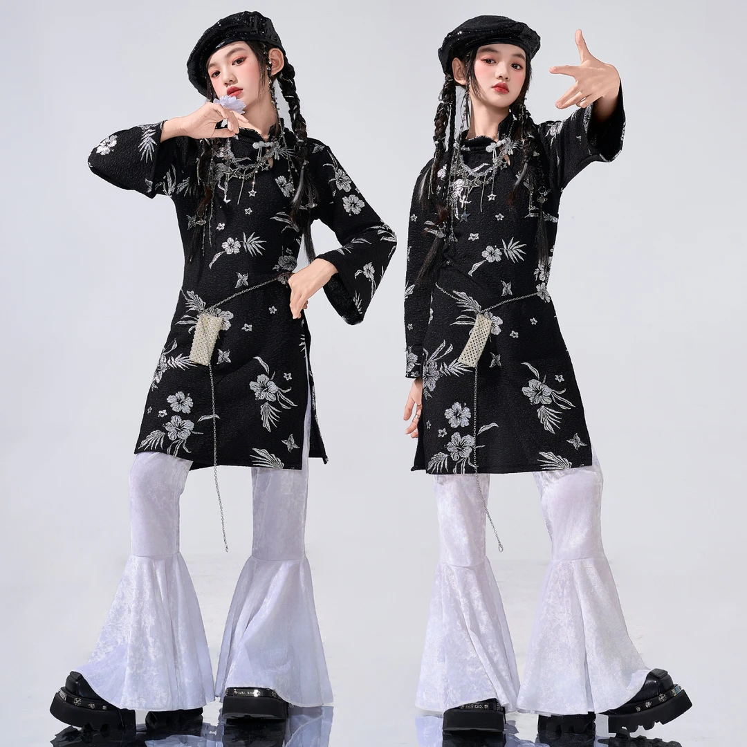 爵士舞服装女童时髦中国风jazz舞蹈走秀潮服女孩子街舞演出服套装