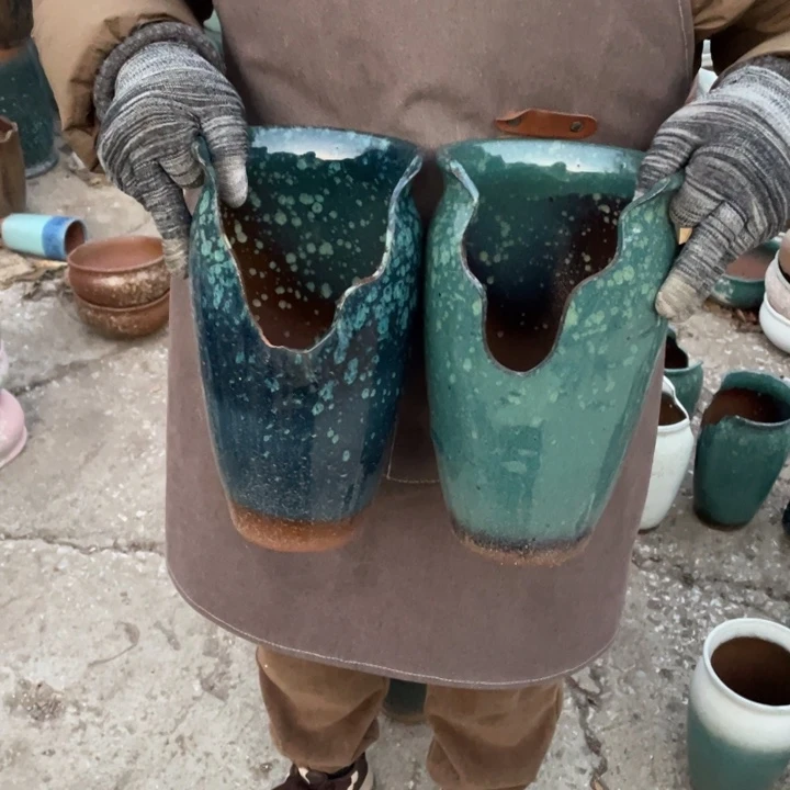 紫砂花盆口14高27瑕疵瑕疵