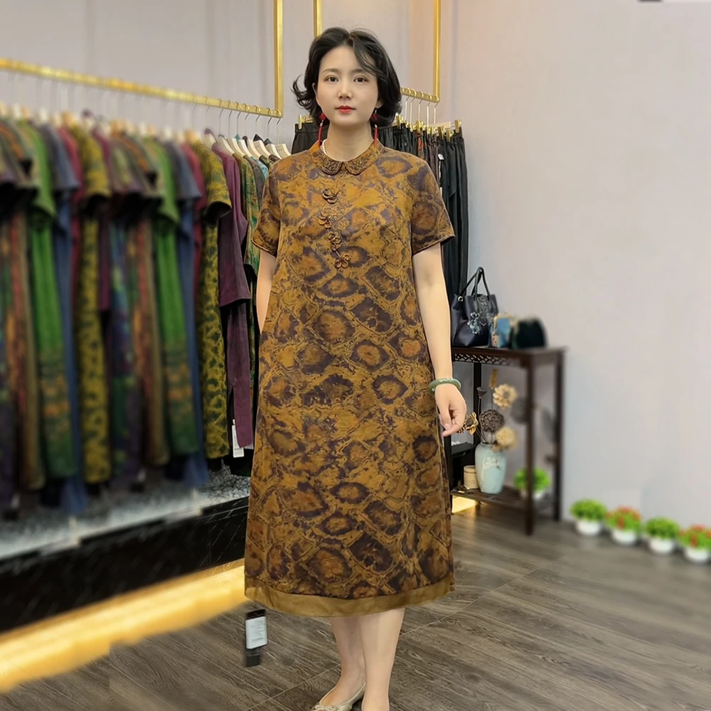 丽写【508】专柜原版100%桑蚕丝花萝连衣裙女