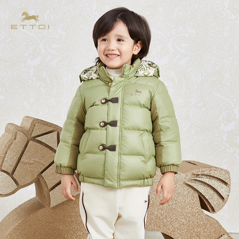 ETTOI爱多娃男童连帽羽绒服冬季加厚上衣厚外套