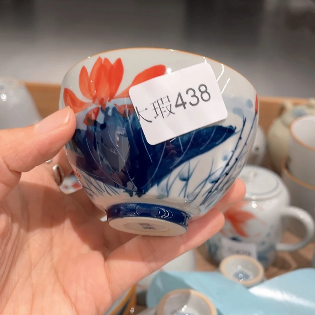 釉下彩纯手绘有瑕