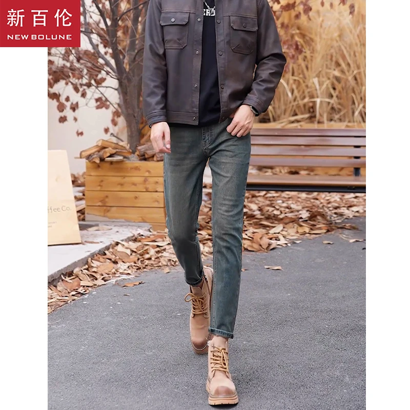 新百伦爆款2025年新款牛仔裤男装显瘦男士百搭九分小直筒男款长裤