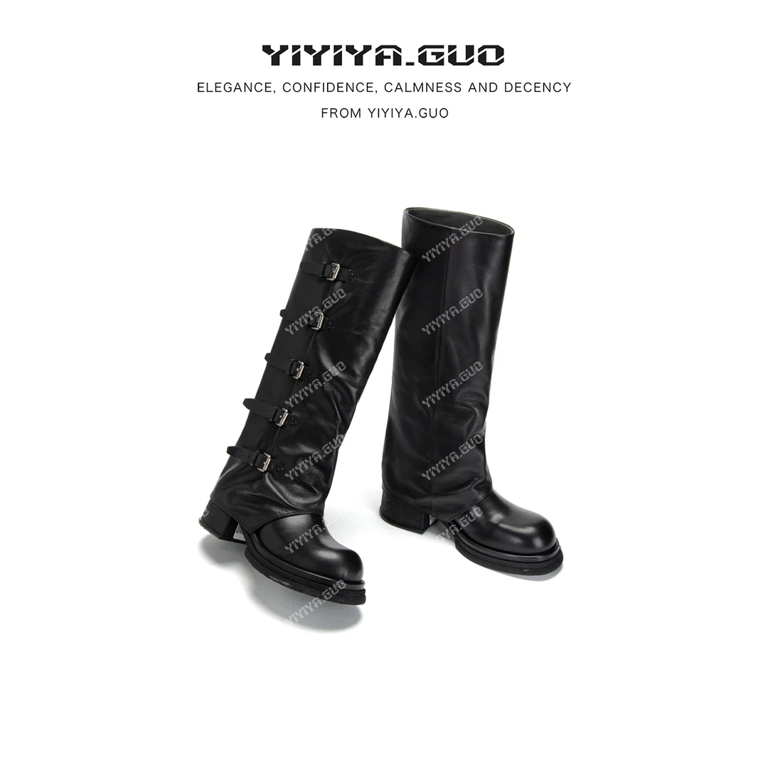 yiyiya.Guo艺艺吖新款时尚百搭长款骑士靴010066SS52