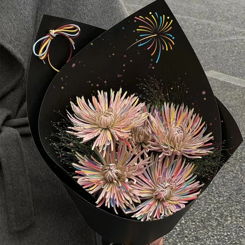 情人节新款绚烂焰火造型纸加厚157g牛皮纸花束包装纸花艺包花卡纸