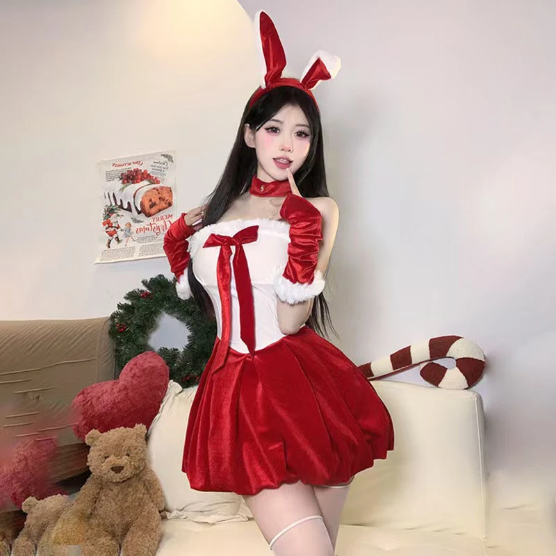 内衣圣诞丝绒睡裙扮演性感新年睡裙套装