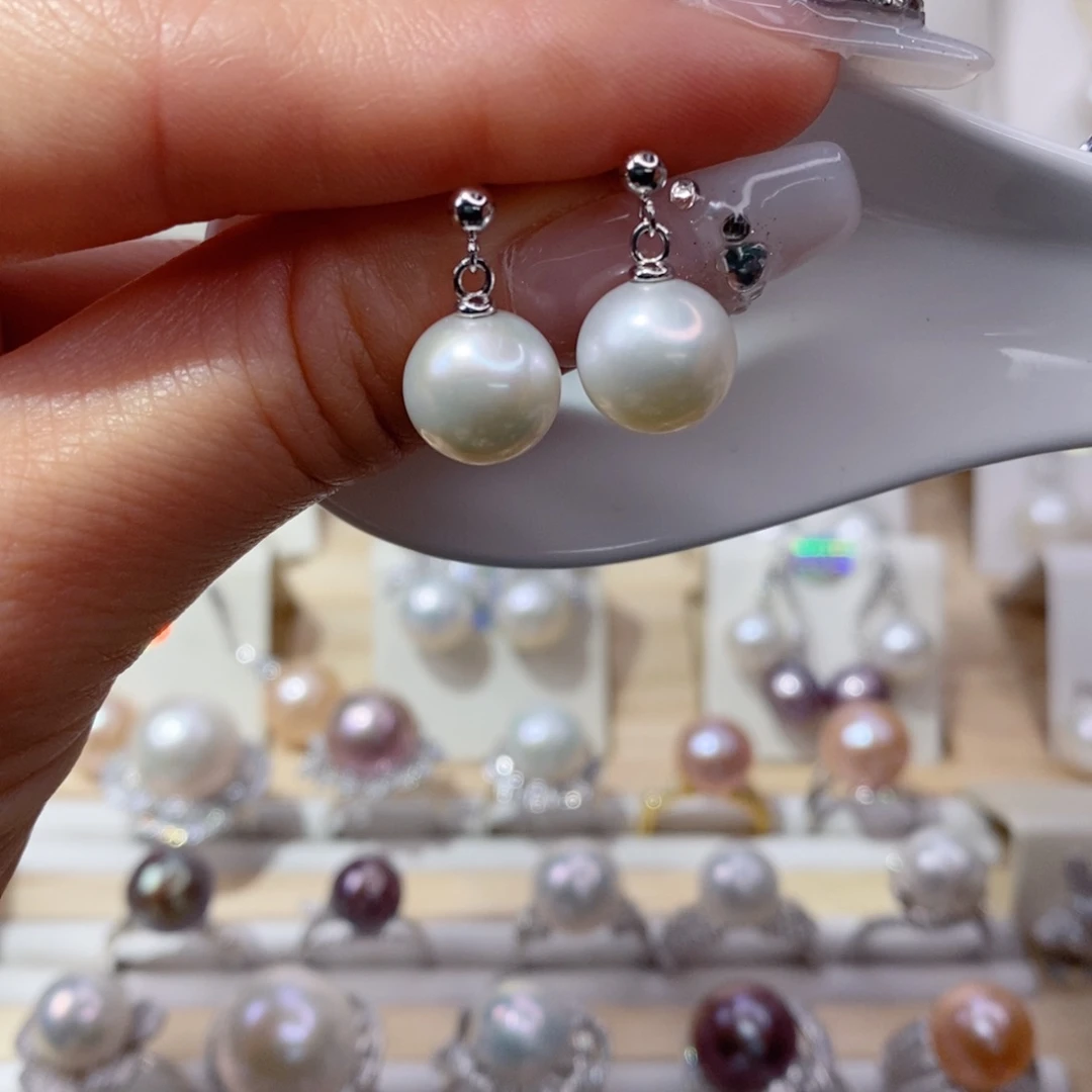 淡水珍珠耳饰银S925镶嵌