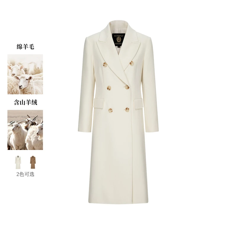 【绵羊毛+山羊绒】Scofield英伦双排扣大衣2025冬新品SFJWF4T020