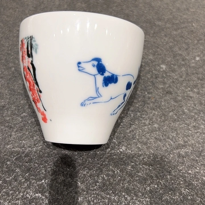 其他景德镇高温瓷器釉中彩生肖握手杯狗