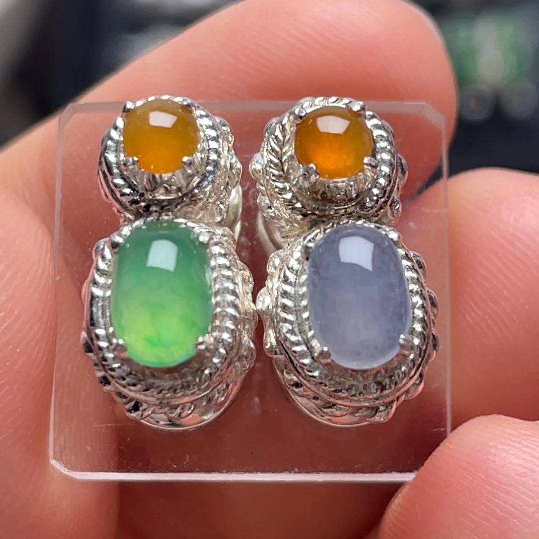 翡翠未镶嵌耳饰纯天然缅甸翡翠A货