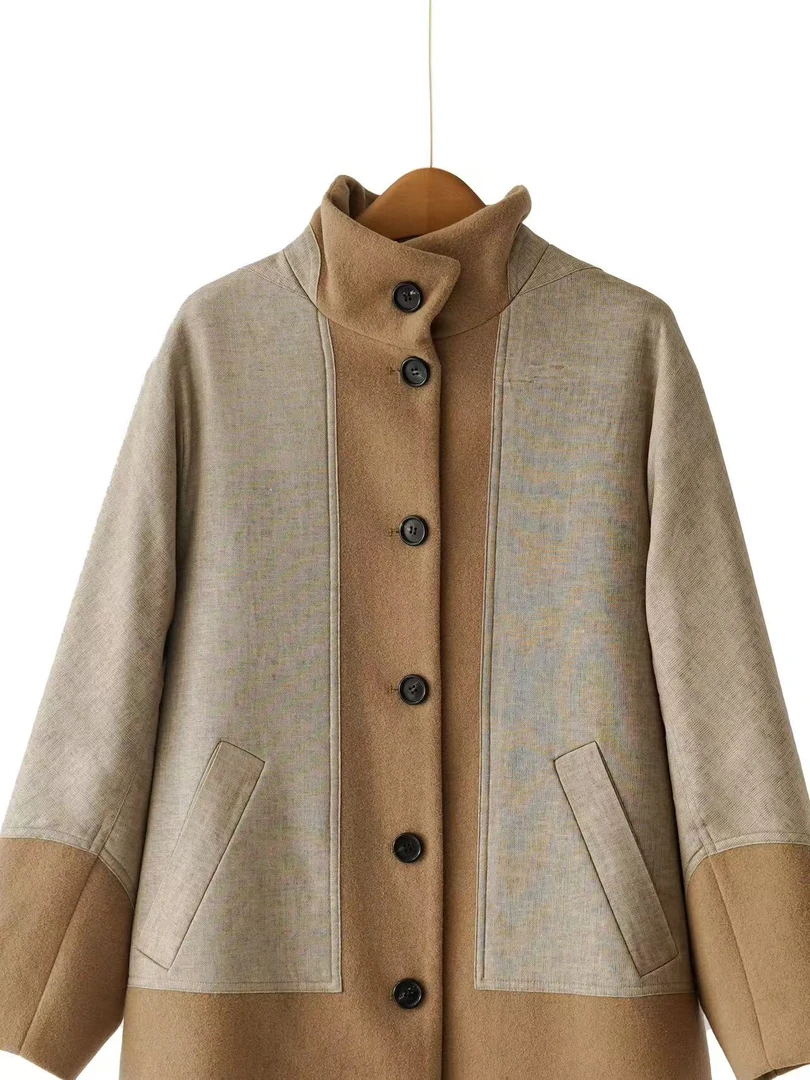 [LP] 立领女秋冬长款毛呢外套 0073