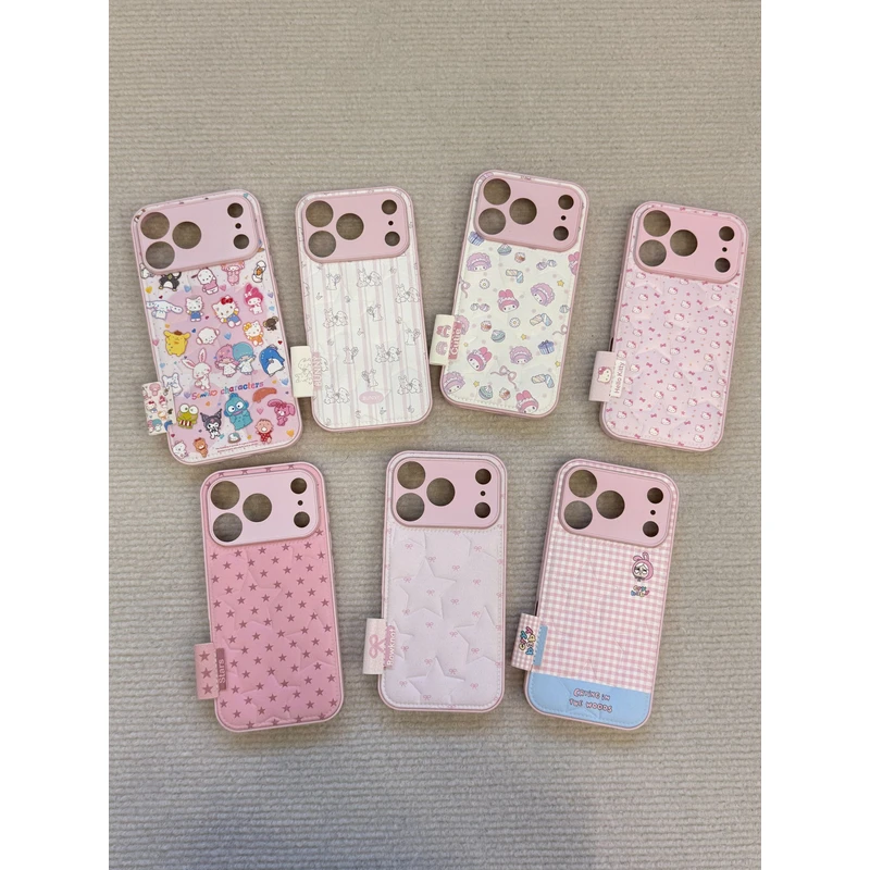 精孔KT蝴蝶结兔子压纹皮质手机壳适用苹果17promax16美乐蒂全包