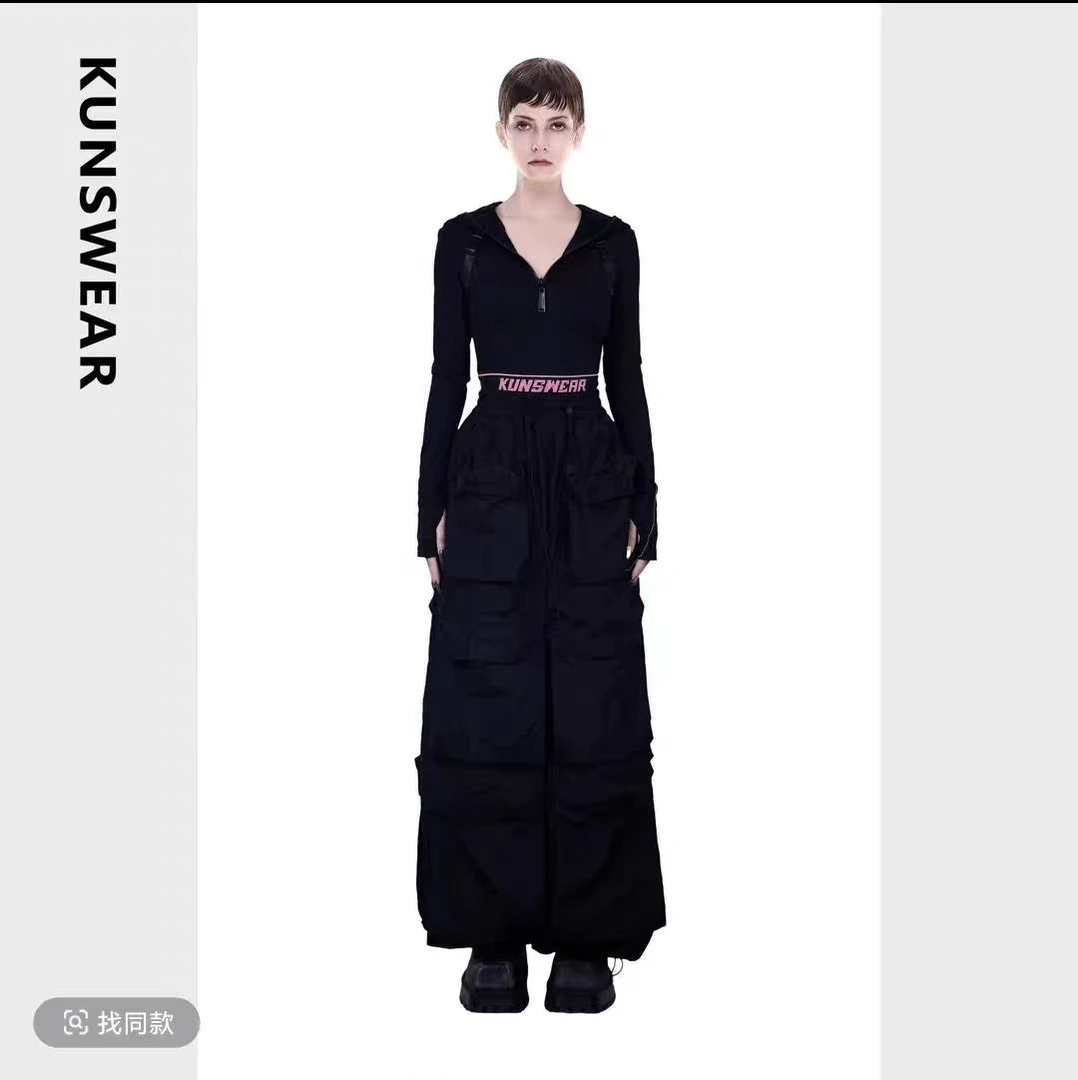 KUNSWEAR/琨丝薇尔25SS 春款收腰女款黑色休闲长裤 832005040