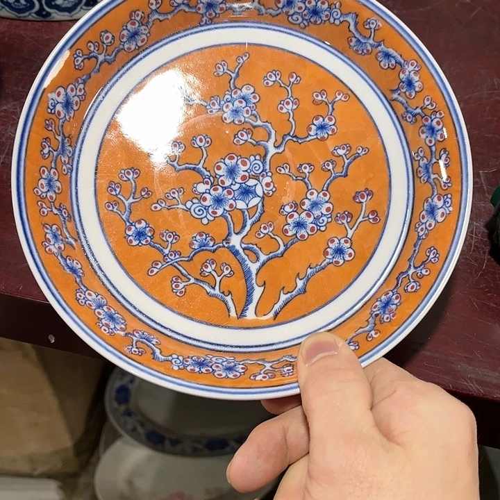瓷片仐*哒///////直径19厘米。红西西。配支架。