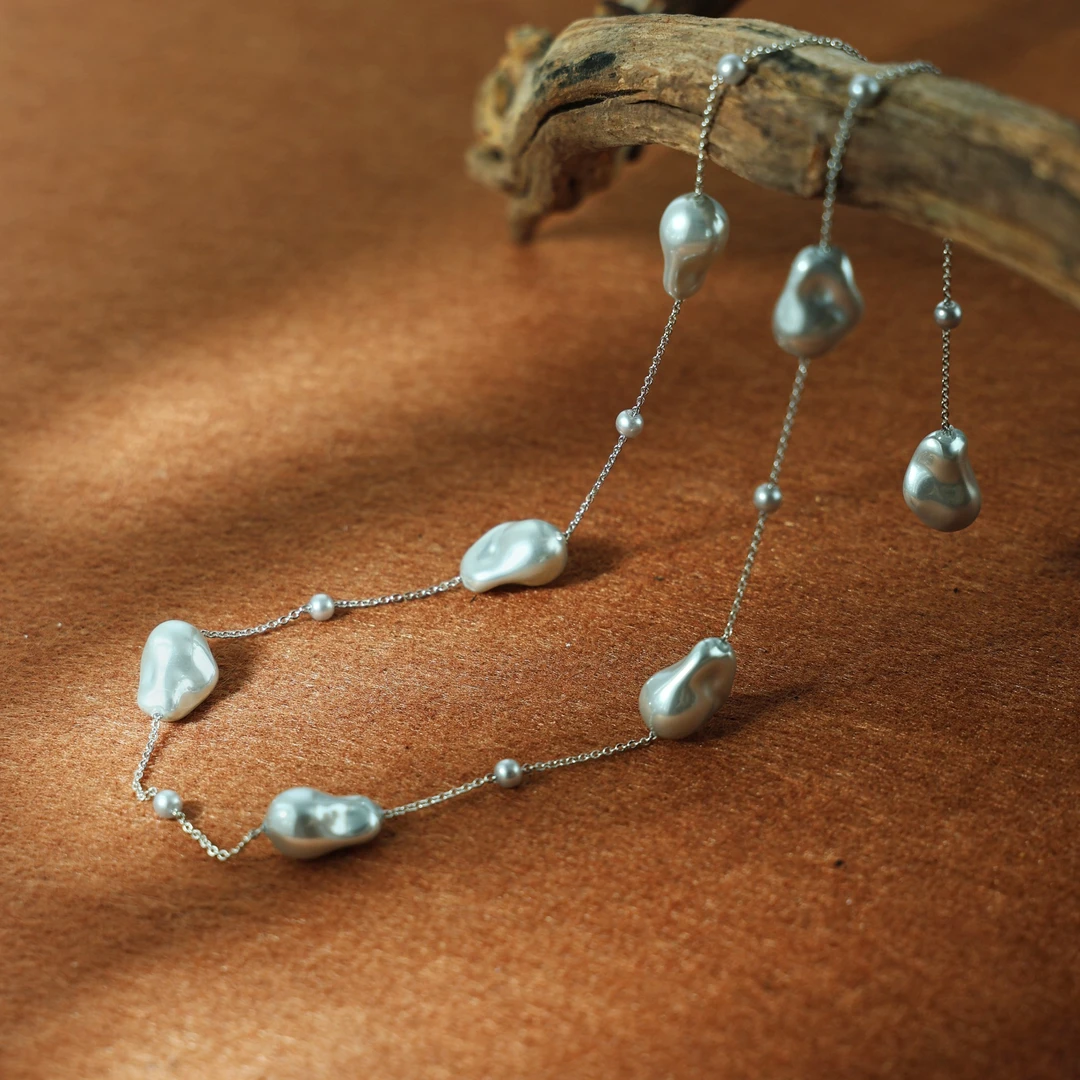 铜合金仿珍珠项链 设计师款森林之泪项链