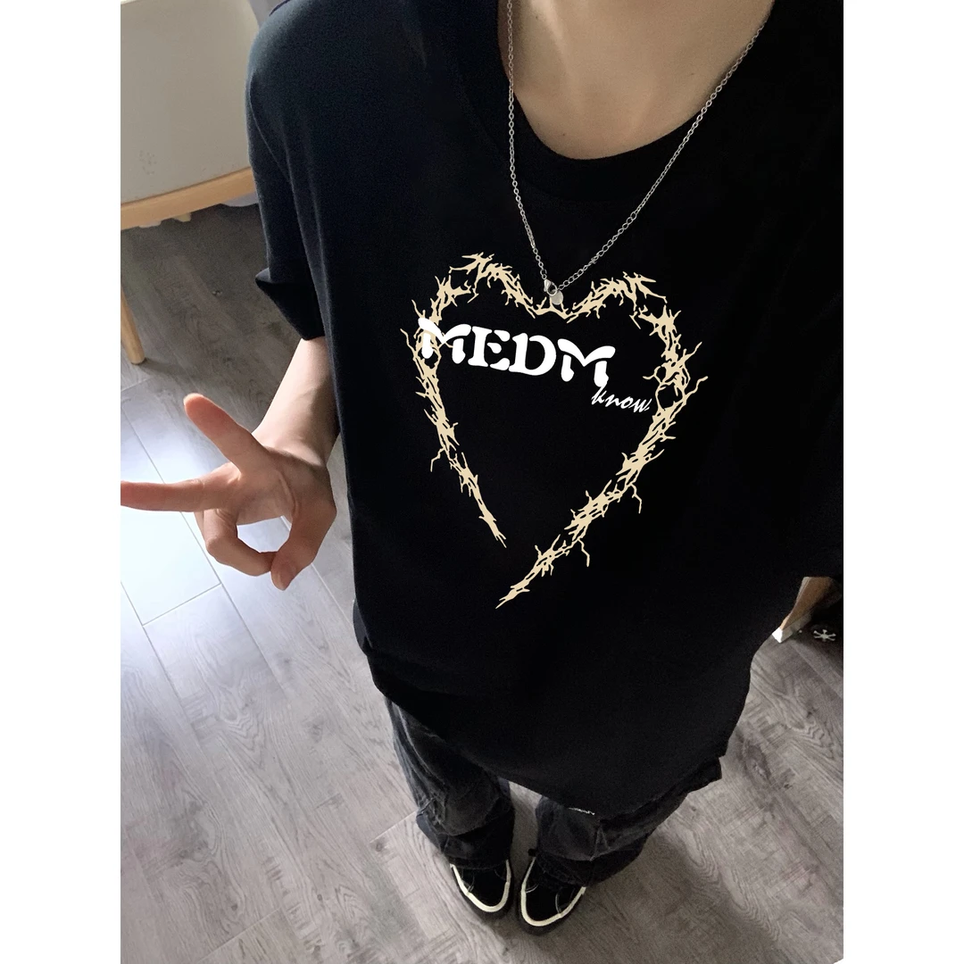 ME DMKNOW国潮纯棉重磅印花趣味欧美短袖小众ins夏季休闲t恤男女