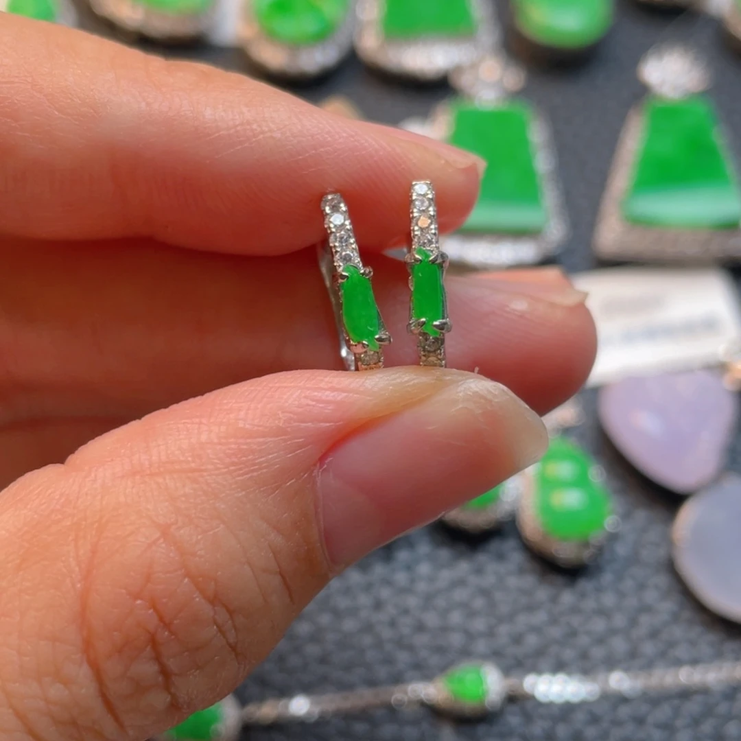 翡翠银S925镶嵌吊坠(不含链)耳包