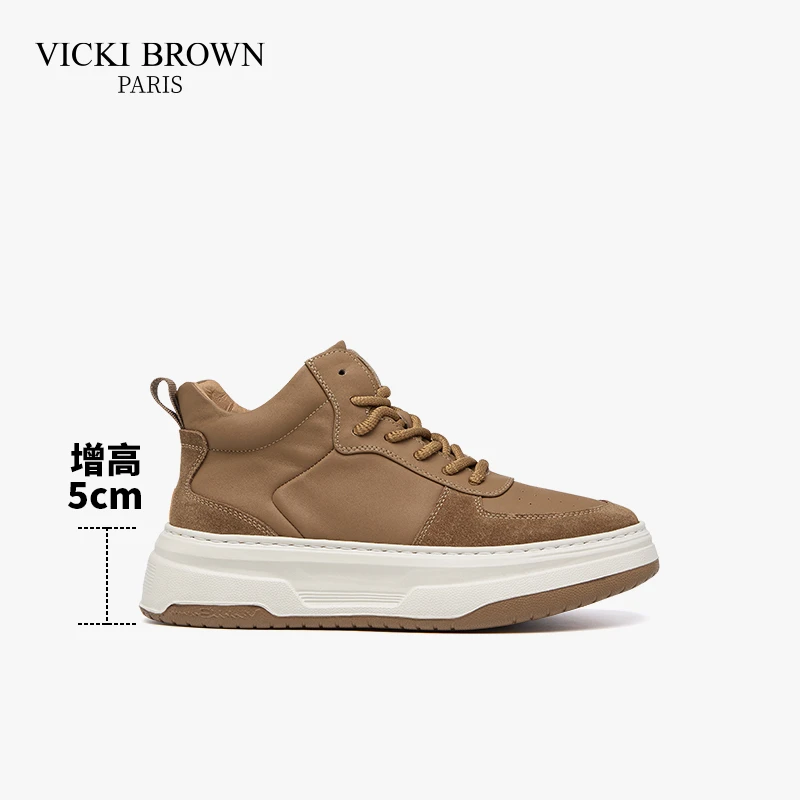 VICKI BROWN轻奢男鞋秋冬复古百搭保暖时尚休闲厚底增高鞋高帮鞋