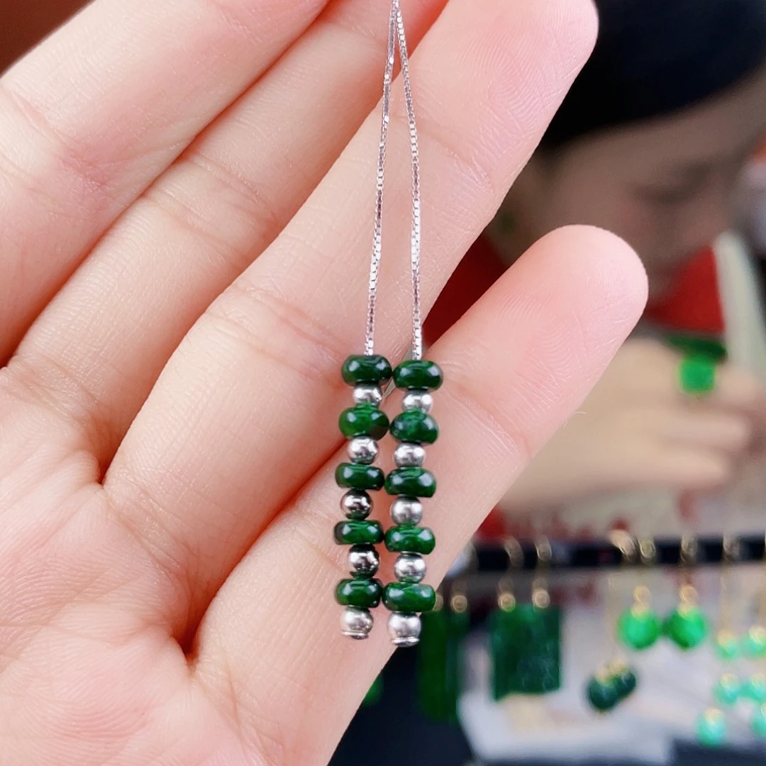 翡翠银S925镶嵌耳饰