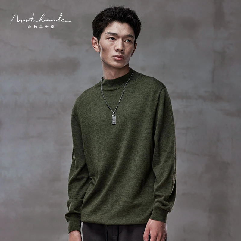 北纬三十度原创设计师男装秋冬可机洗休闲宽松舒适半高领绵羊毛衫