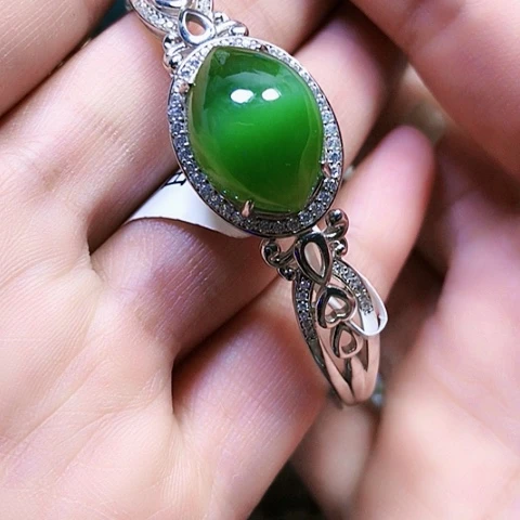 和田玉银S925镶嵌戒指