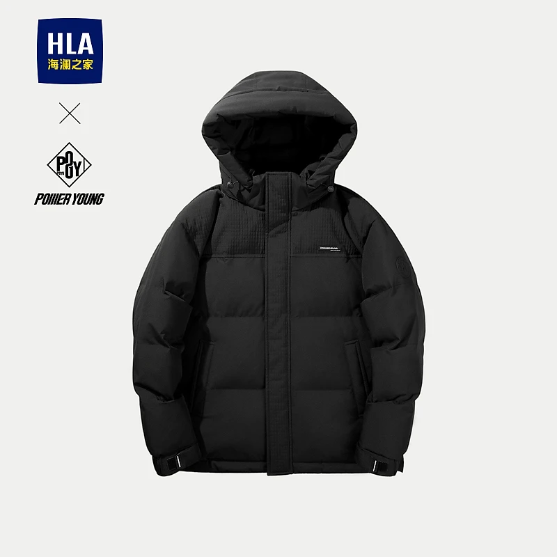 HLA/海澜之家时尚男士加厚羽绒服2024秋冬季新款连帽保暖防风外套