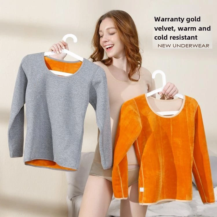 保暖内衣女加绒加厚肉色紧身内穿单件上衣秋衣学生套装冬季打底衫