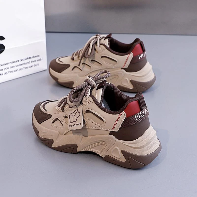 高级感厚底老爹鞋女2025年新款秋季显脚小软底学生休闲运动鞋百搭