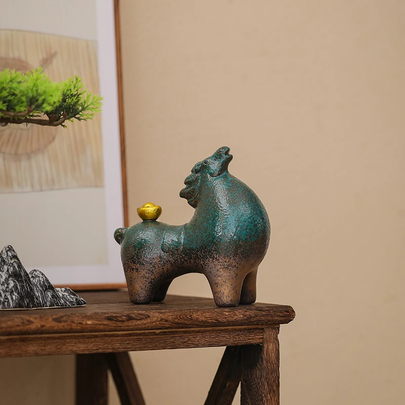 新中式窑变大号唐马摆件陶瓷动物招财创意家居客厅茶道桌面装饰品