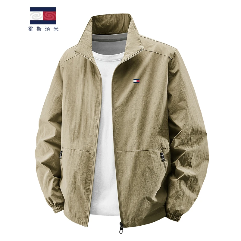 霍斯汤米男士夹克外套防风防水户外冲锋衣宽松大码休闲外套薄款
