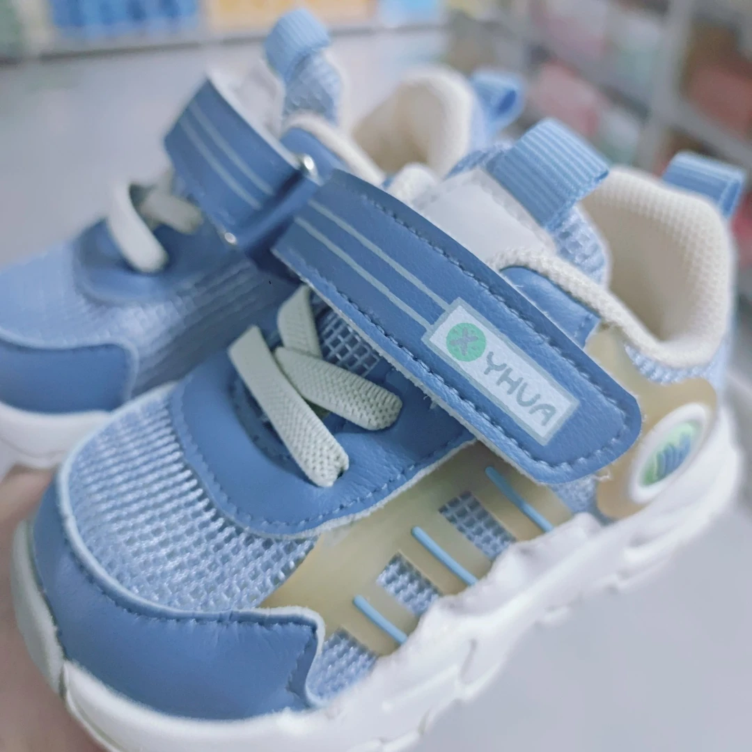 男网面透气童鞋拼色学步鞋魔术贴春秋运动鞋防滑女童