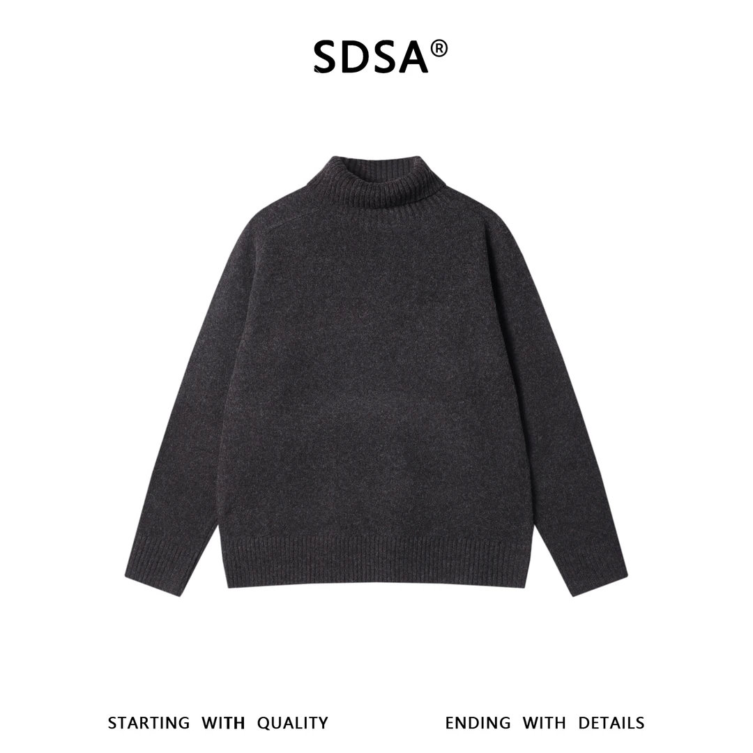 SDSA男士秋冬新款痞帅男装极简风可翻高领设计毛衣百搭时尚针织衫
