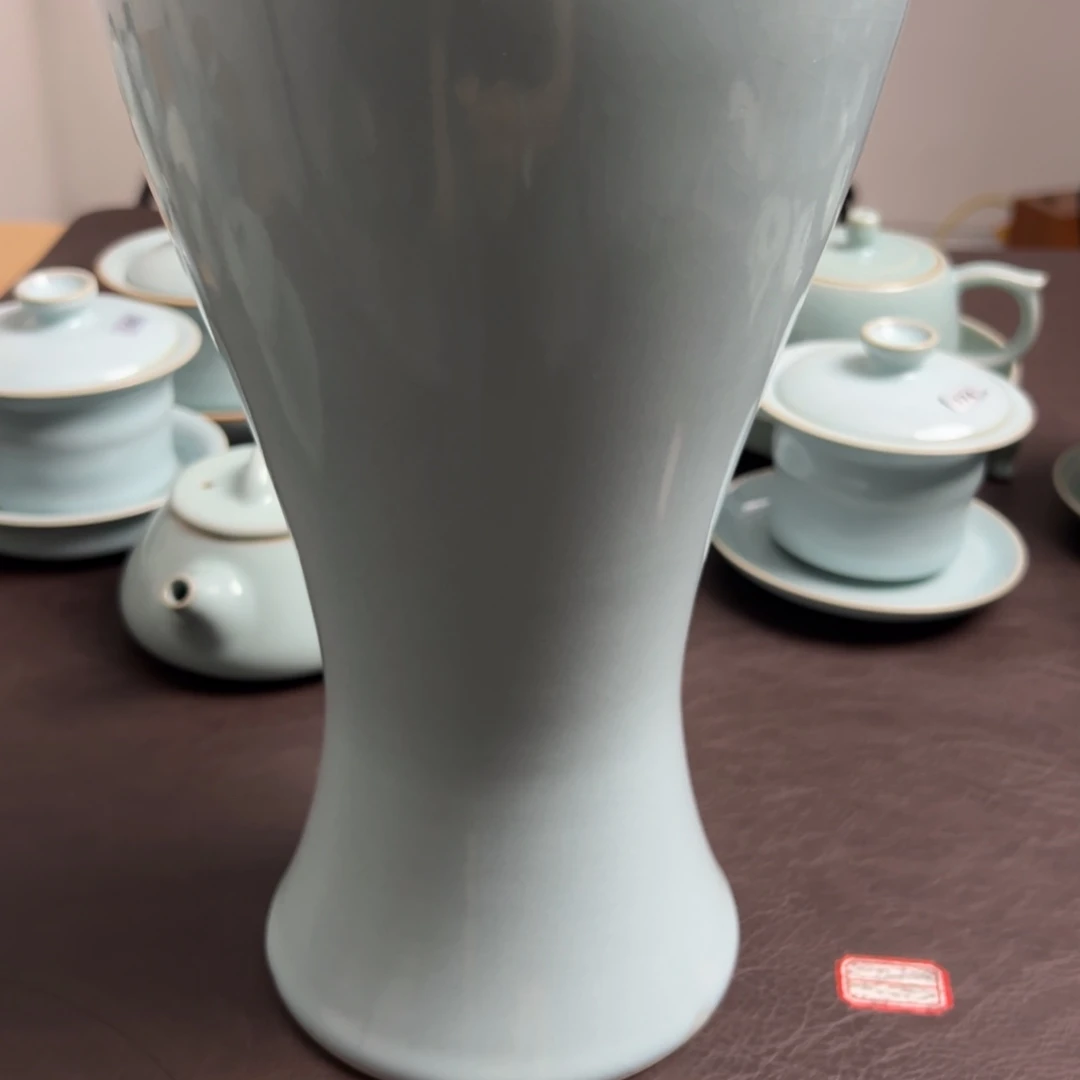 沧**明天青色汝瓷摆件微瑕