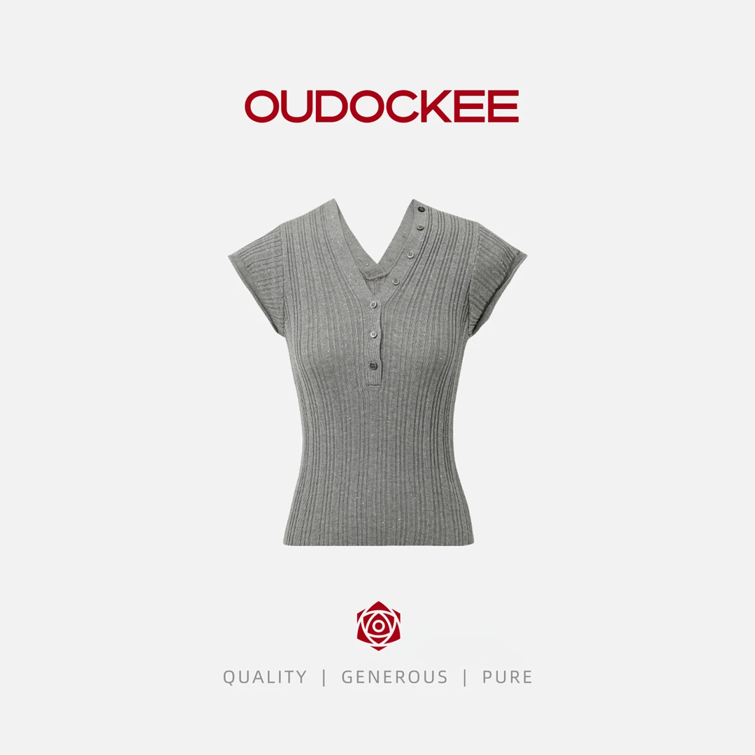 OUDOCKEE 鸥鸥【满天星】T恤V领上衣短袖 M2502F215T