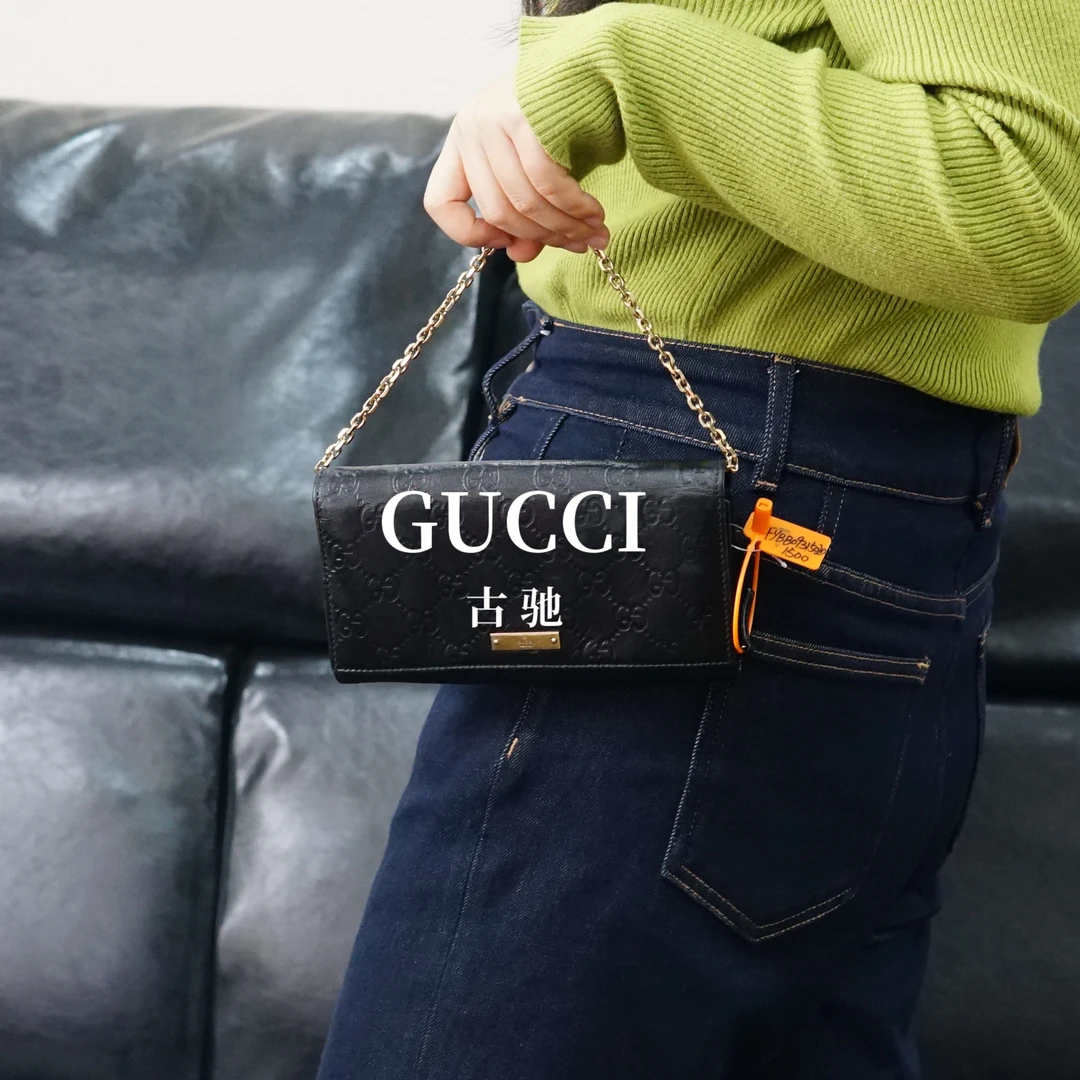 95新 GUCCI/古驰 压纹链条钱包/FYBB09315020/5020