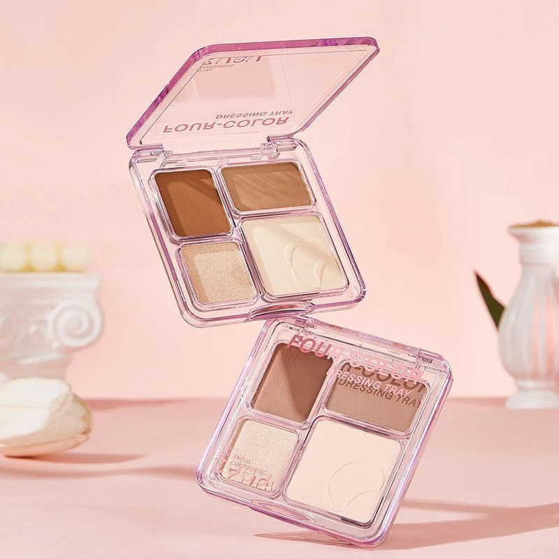 立体日花雕刻高光修容盘新手鼻影哑光一体侧影面部提亮阴影四色