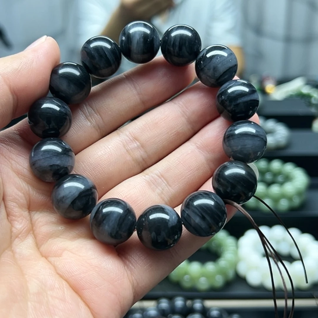 【闪购商品】手串未镶嵌和田玉纯天然和田玉卡16聚墨青花