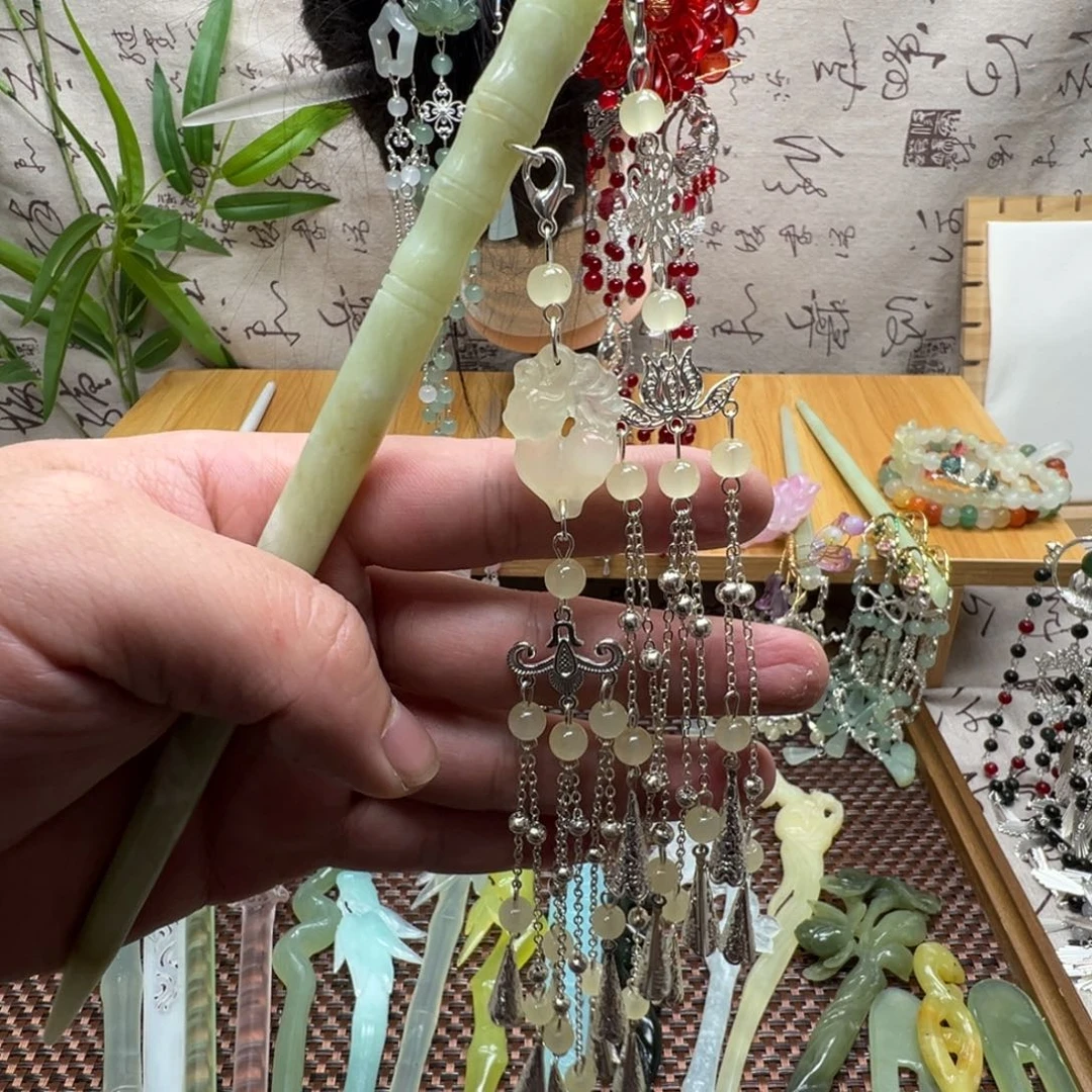 蛇纹石玉合金发饰