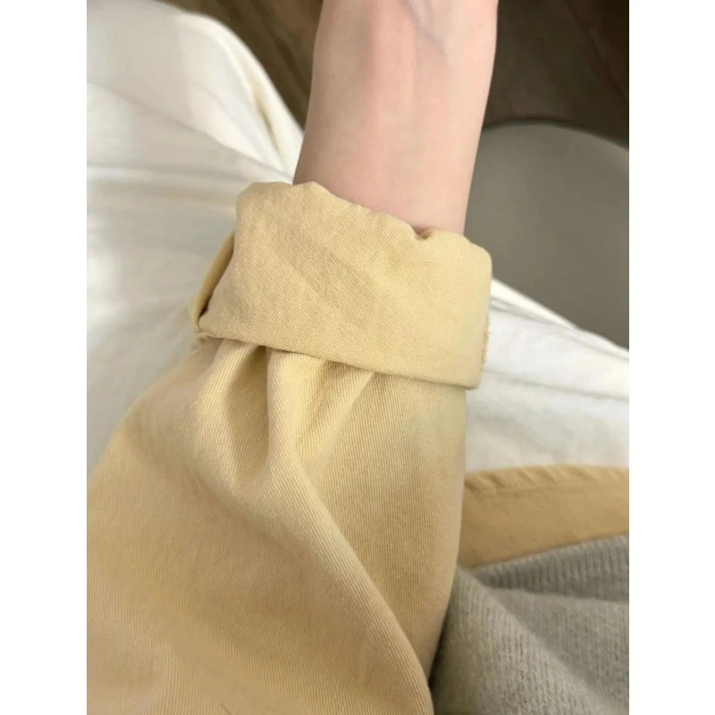 超显白显嫩小清新黄色衬衫内搭叠穿衬衣长袖上衣早春薄开衫外套女