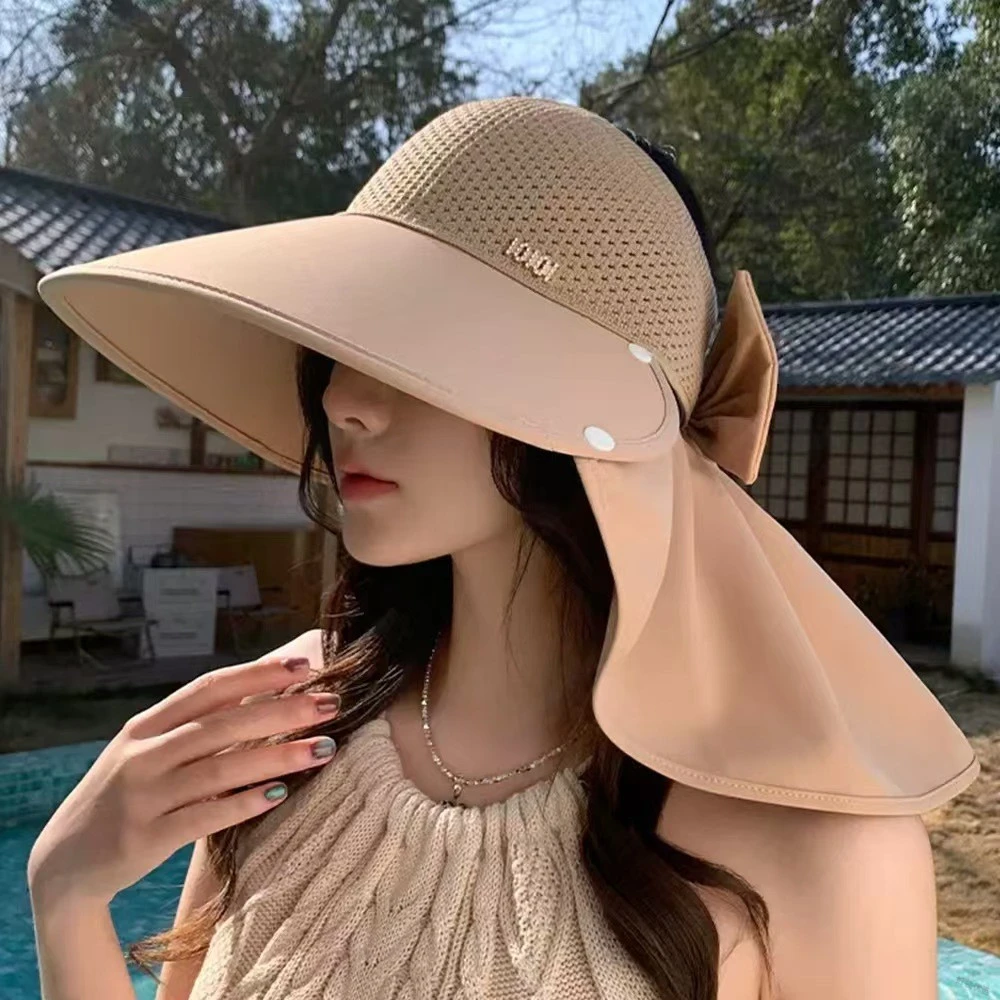 防紫外线渔夫帽子户外遮脸空顶登山遮阳帽防晒护脖女大檐夏季骑车
